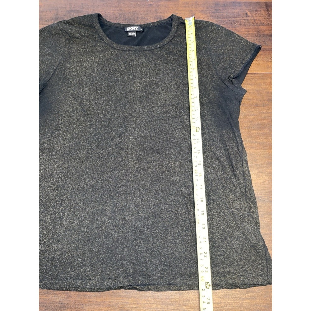 DKNY Women Size XL Sequin T-Shirt Top Blouse Brown Copper Stretch Pullover - Picture 3 of 4